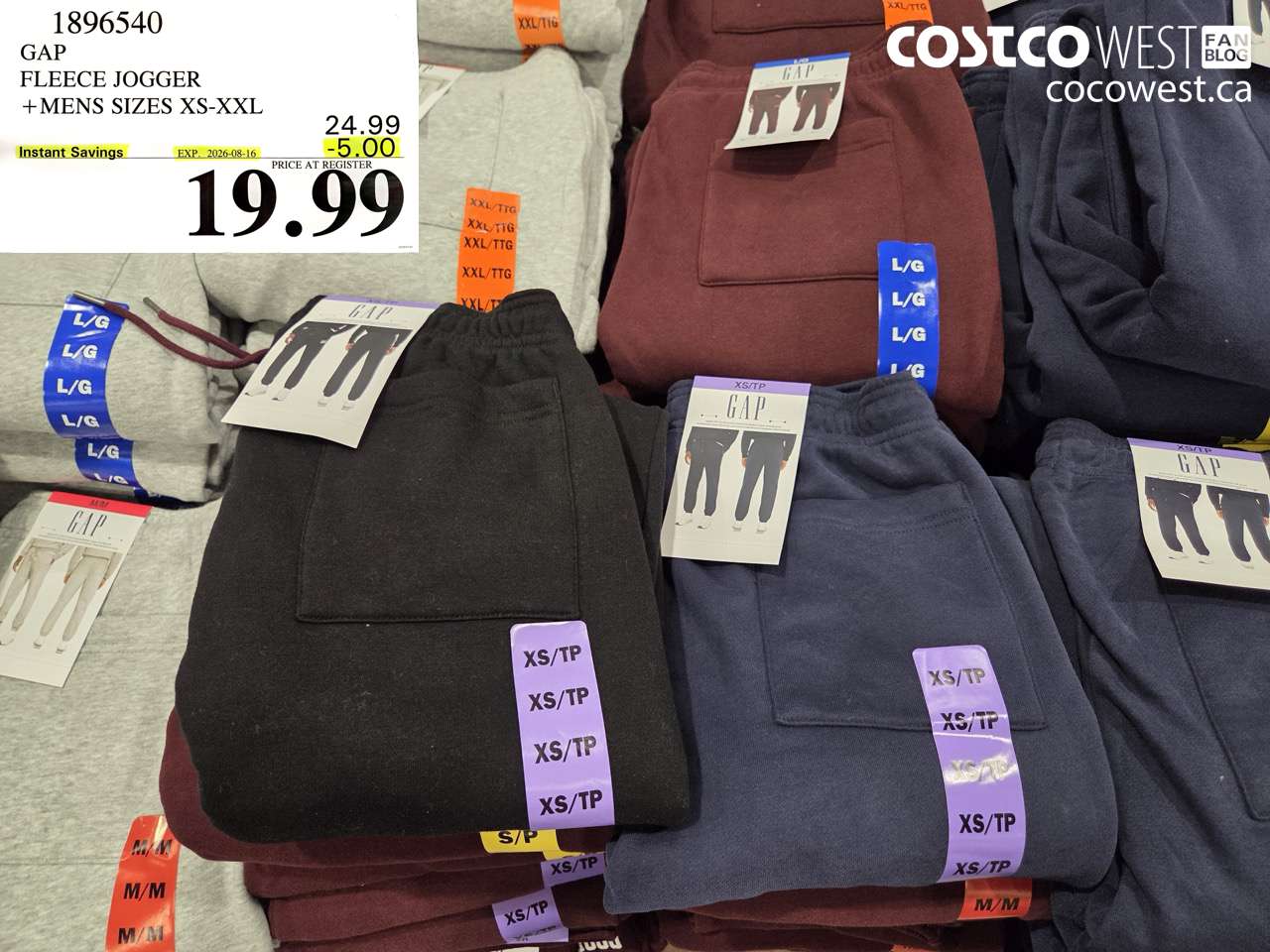 1896540 GAP FLEECE JOGGER MENS SIZES XS-XXL ($5.00 INSTANT SAVINGS EXPIRES ON 2026-08-16) $19.99