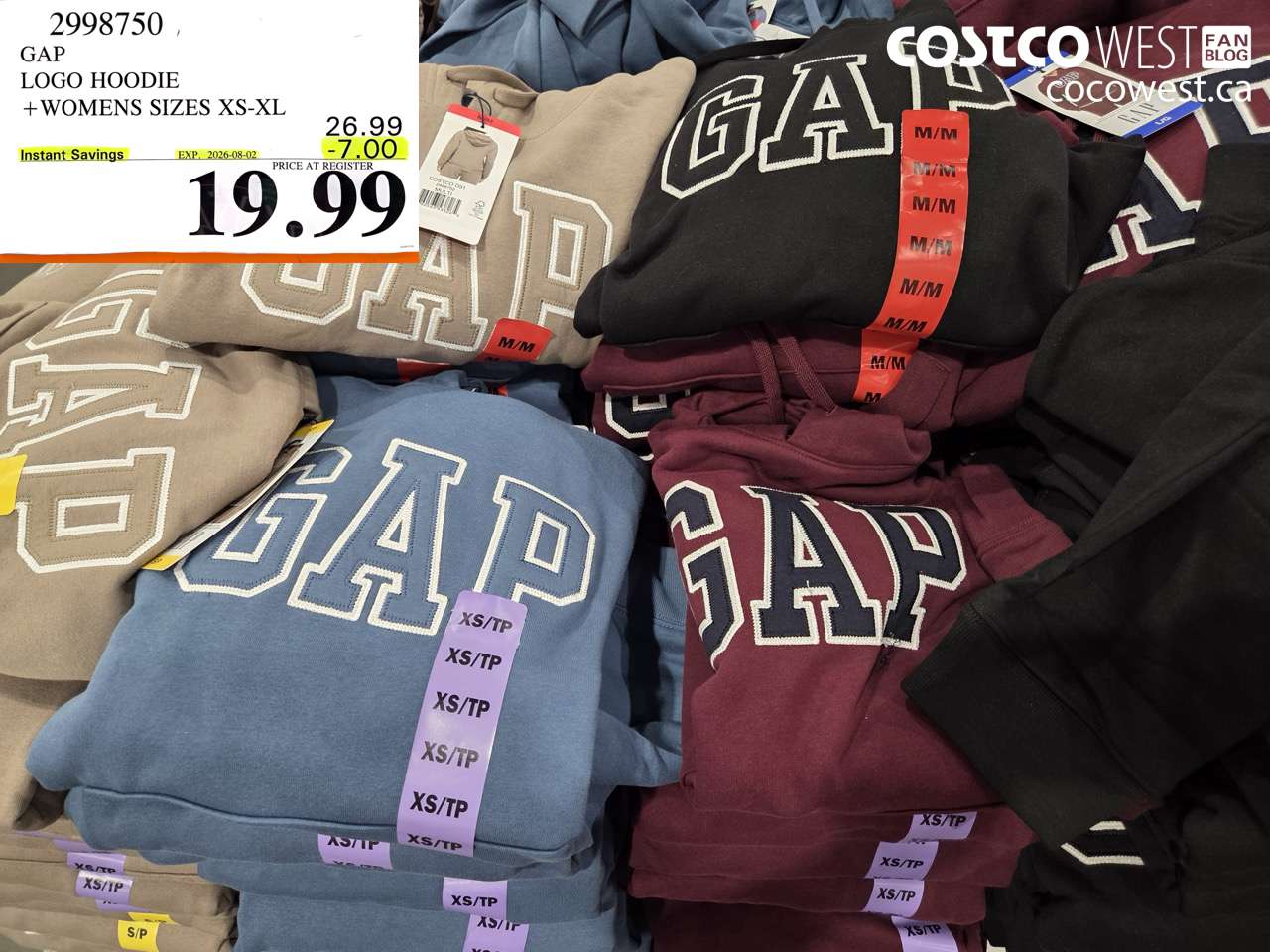 2998750 GAP LOGO HOODIE + WOMENS SIZES XS-XL ($7.00 INSTANT SAVINGS EXPIRES ON 2026-08-02) $19.99
