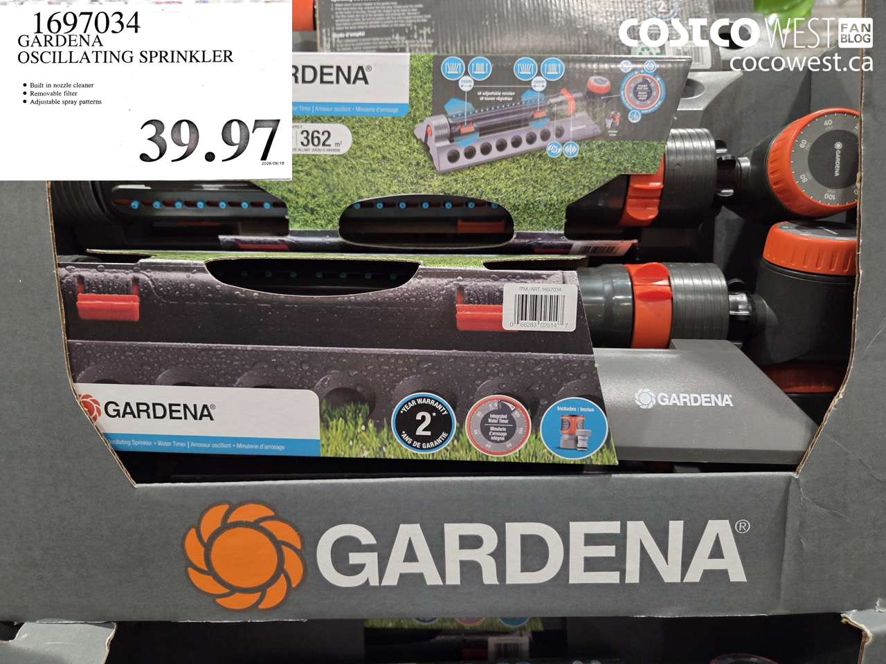 1697034 GARDENA OSCILLATING SPRINKLER $39.97