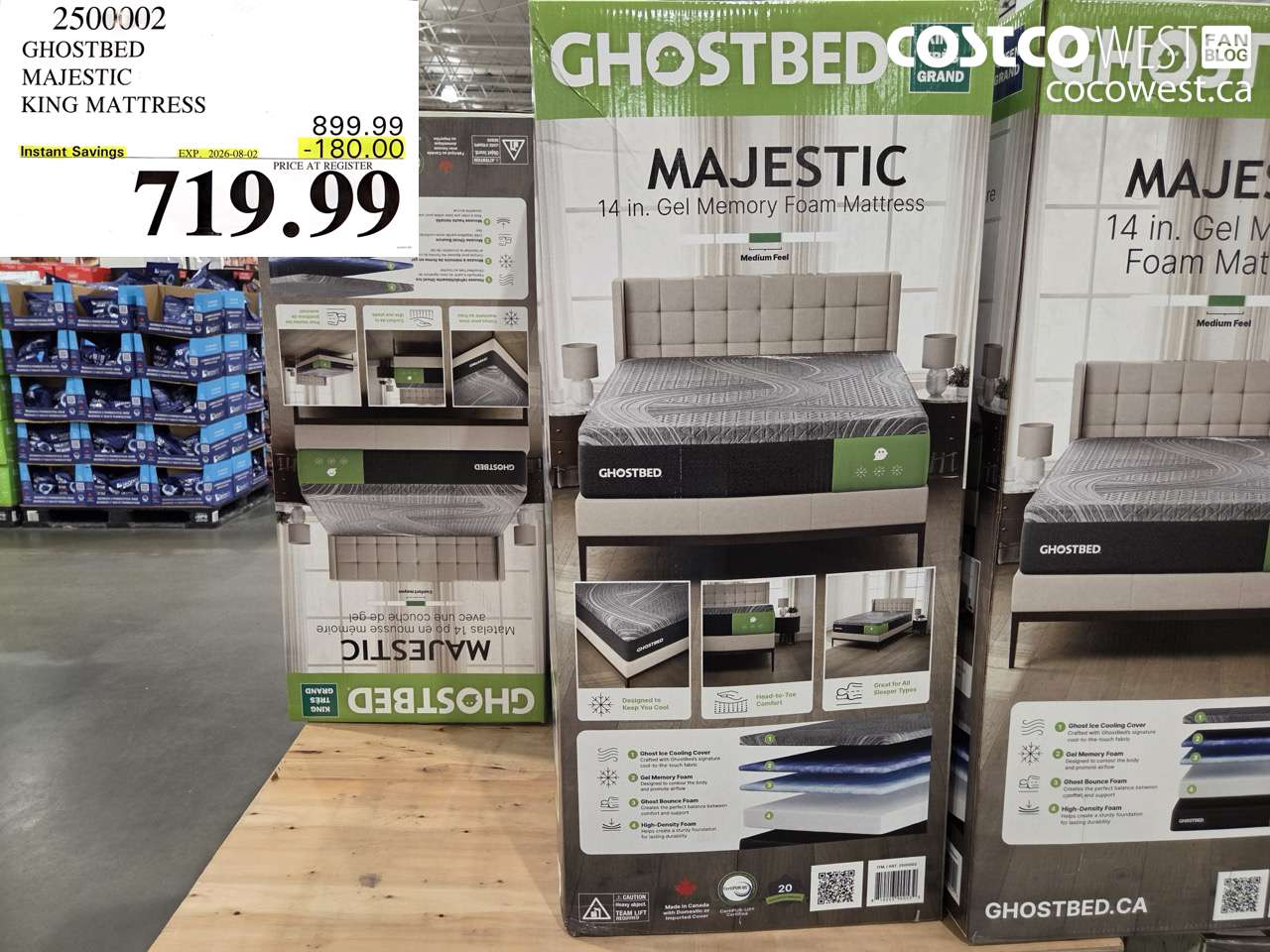 2500002 GHOSTBED MAJESTIC KING MATTRESS ($180.00 INSTANT SAVINGS EXPIRES ON 2026-08-02) $719.99