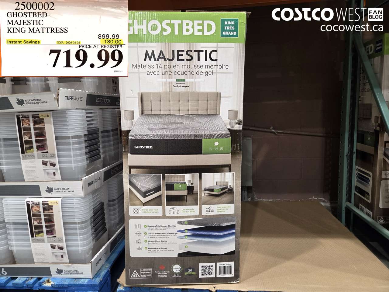 2500002 GHOSTBED MAJESTIC KING MATTRESS ($180.00 INSTANT SAVINGS EXPIRES ON 2026-08-02) $719.99