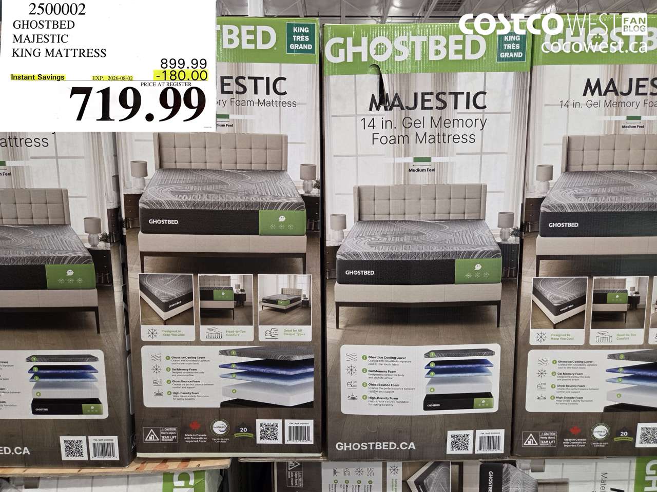 2500002 GHOSTBED MAJESTIC KING MATTRESS ($180.00 INSTANT SAVINGS EXPIRES ON 2026-08-02) $719.99