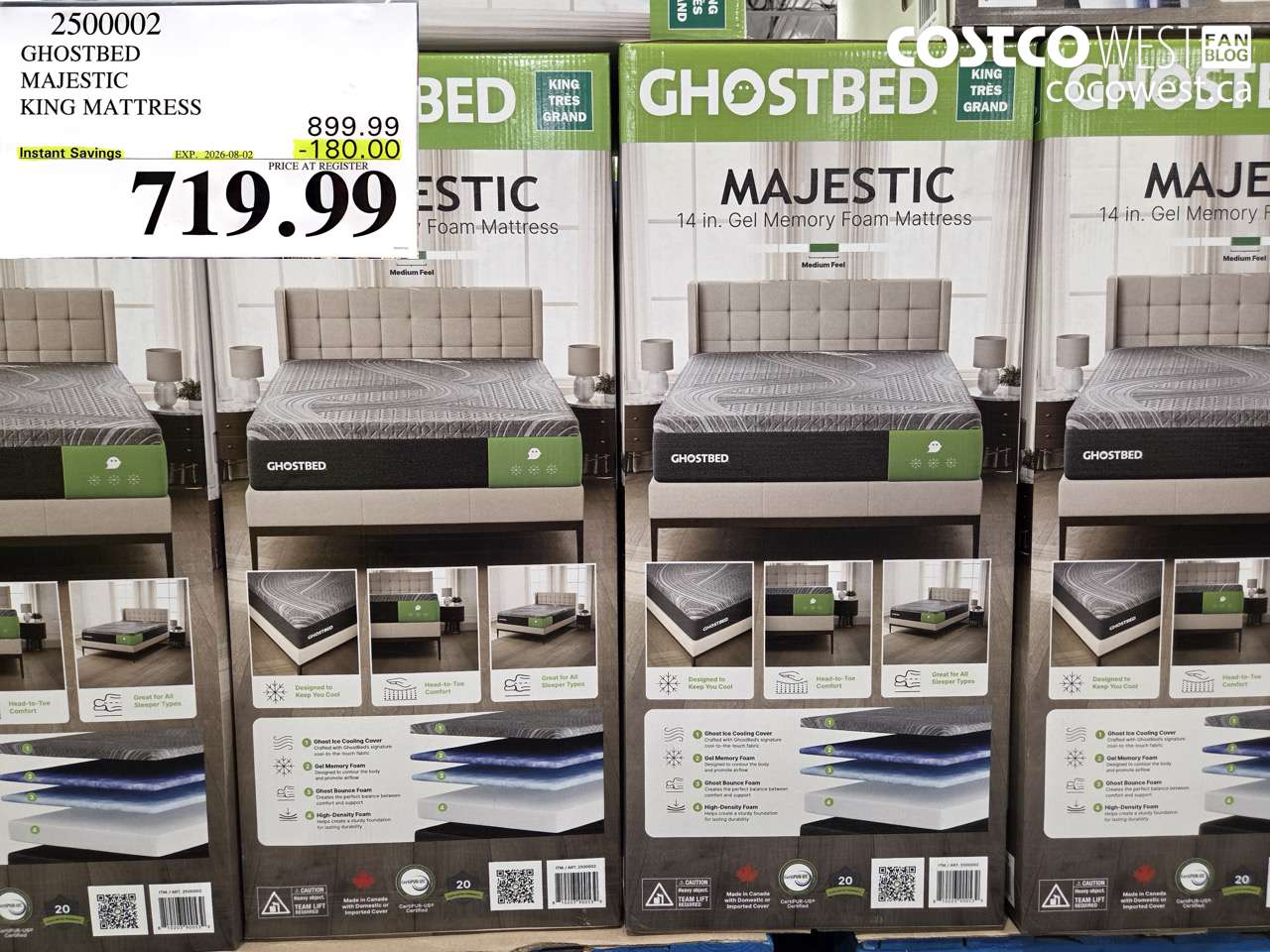 2500002 GHOSTBED MAJESTIC KING MATTRESS ($180.00 INSTANT SAVINGS EXPIRES ON 2026-08-02) $719.99