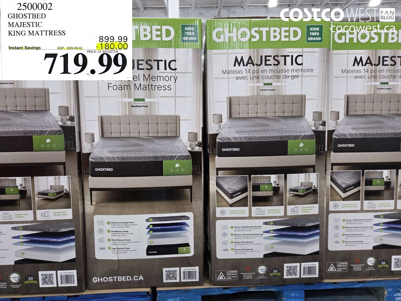 2500002 GHOSTBED MAJESTIC KING MATTRESS ($180.00 INSTANT SAVINGS EXPIRES ON 2026-08-02) $719.99