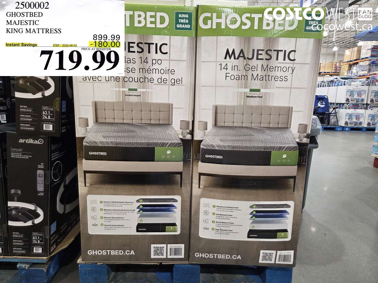 2500002 GHOSTBED MAJESTIC KING MATTRESS ($180.00 INSTANT SAVINGS EXPIRES ON 2026-08-02) $719.99