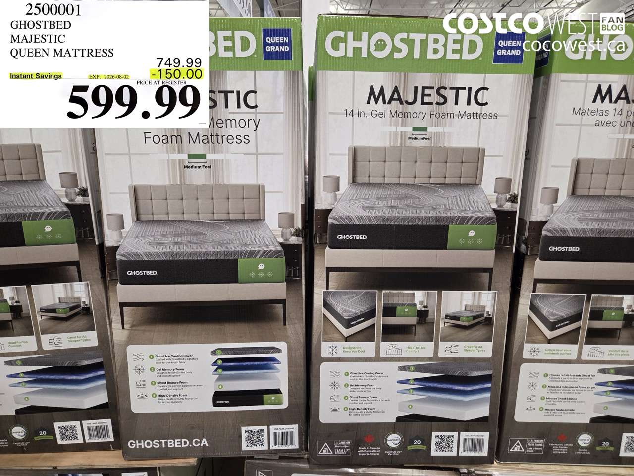 2500001 GHOSTBED MAJESTIC QUEEN MATTRESS ($150.00 INSTANT SAVINGS EXPIRES ON 2026-08-02) $599.99