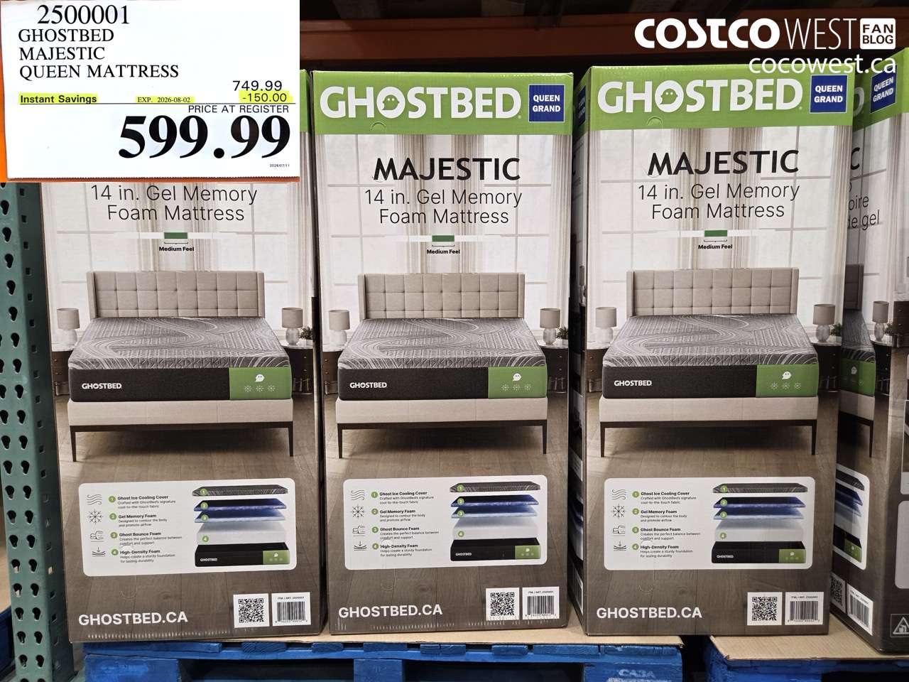 2500001 GHOSTBED MAJESTIC QUEEN MATTRESS ($150.00 INSTANT SAVINGS EXPIRES ON 2026-08-02) $599.99