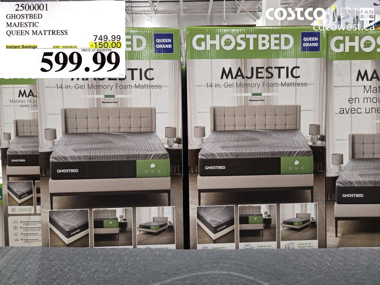 2500001 GHOSTBED MAJESTIC QUEEN MATTRESS ($150.00 INSTANT SAVINGS EXPIRES ON 2026-08-02) $599.99
