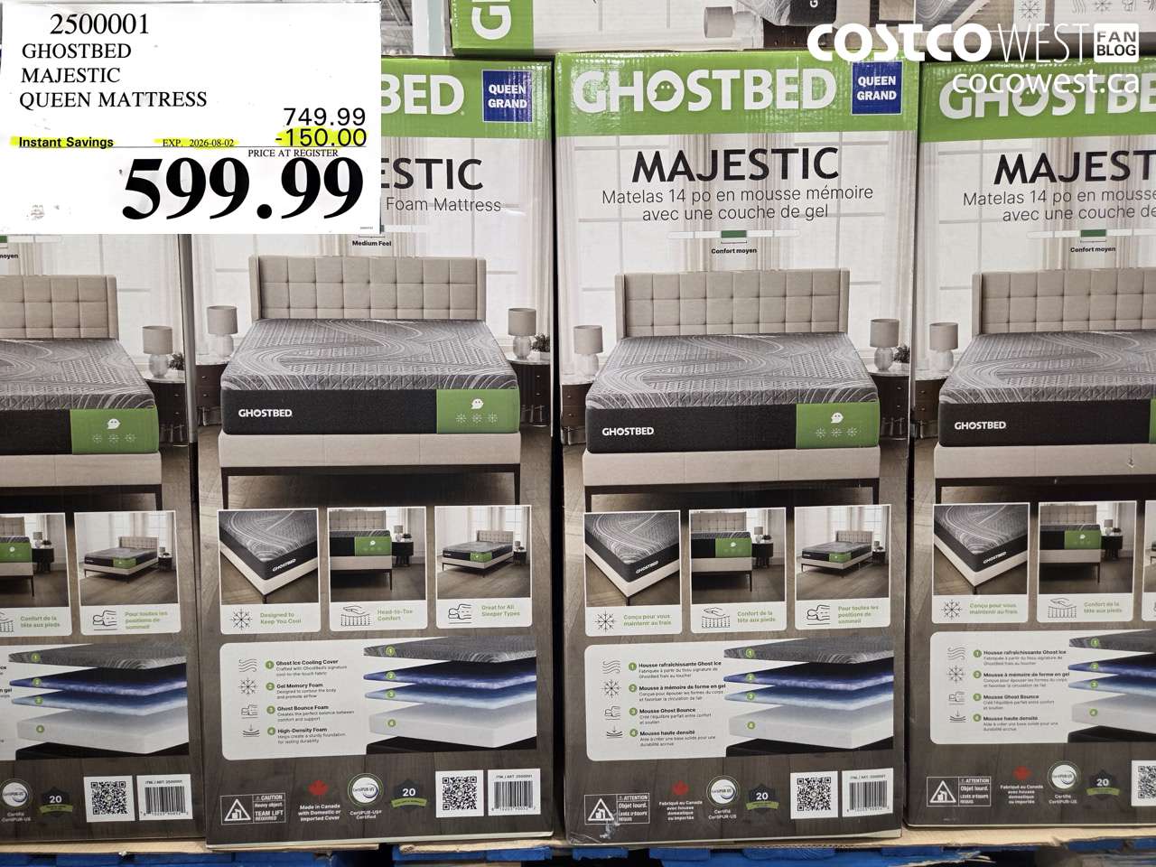 2500001 GHOSTBED MAJESTIC QUEEN MATTRESS ($150.00 INSTANT SAVINGS EXPIRES ON 2026-08-02) $599.99