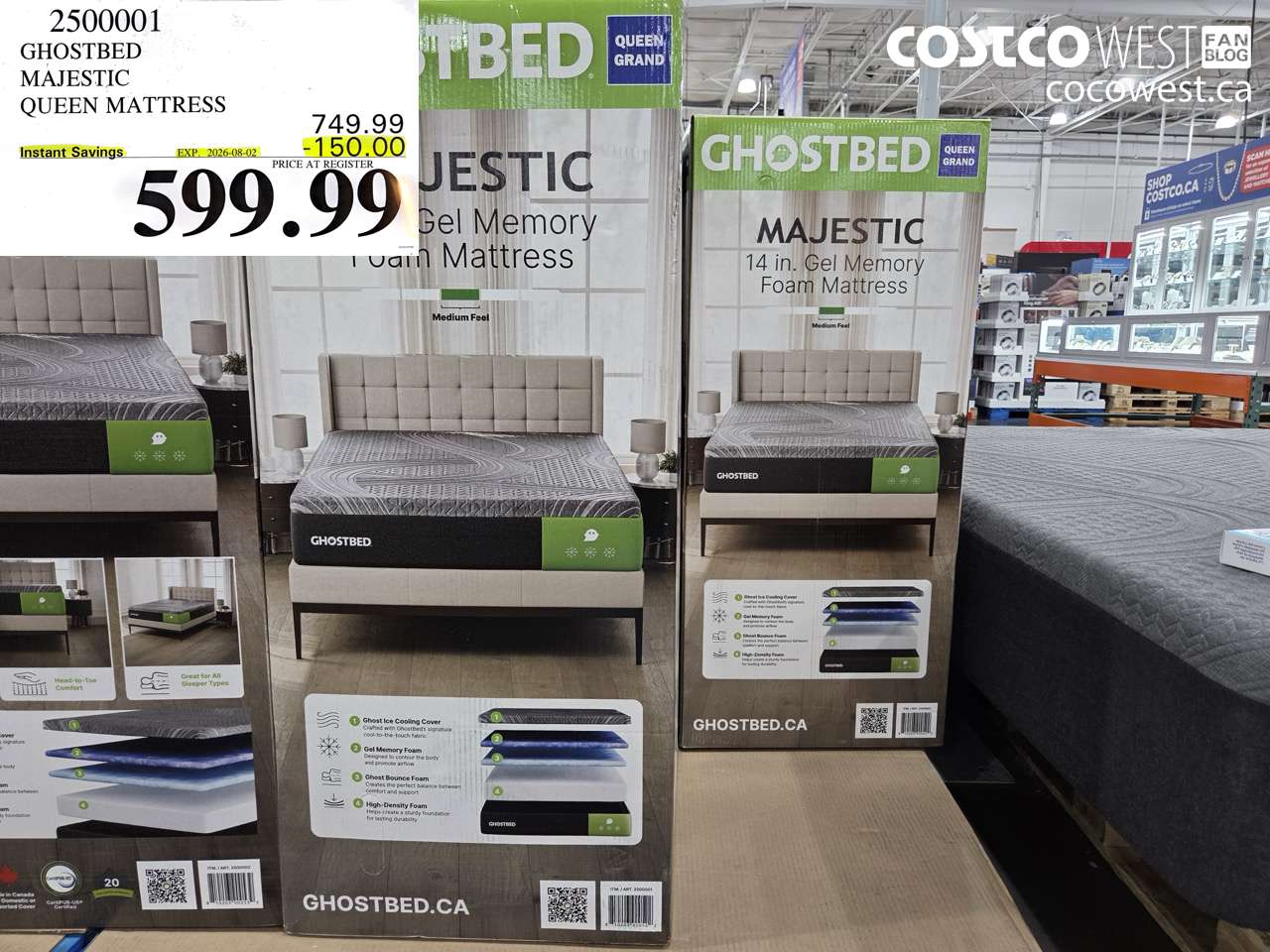 2500001 GHOSTBED MAJESTIC QUEEN MATTRESS ($150.00 INSTANT SAVINGS EXPIRES ON 2026-08-02) $599.99
