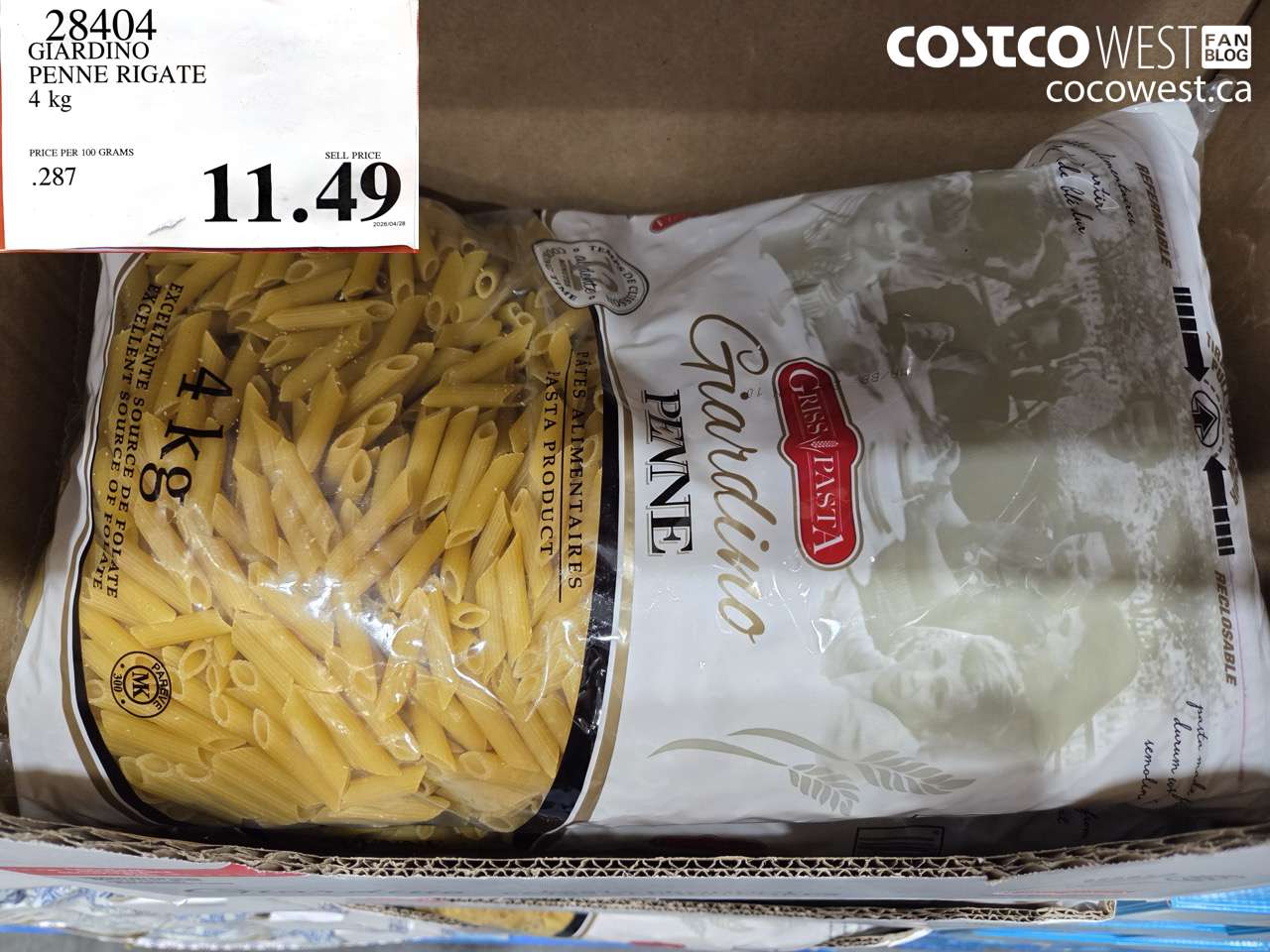 28404 GIARDINO PENNE RIGATE 4 KG $11.49