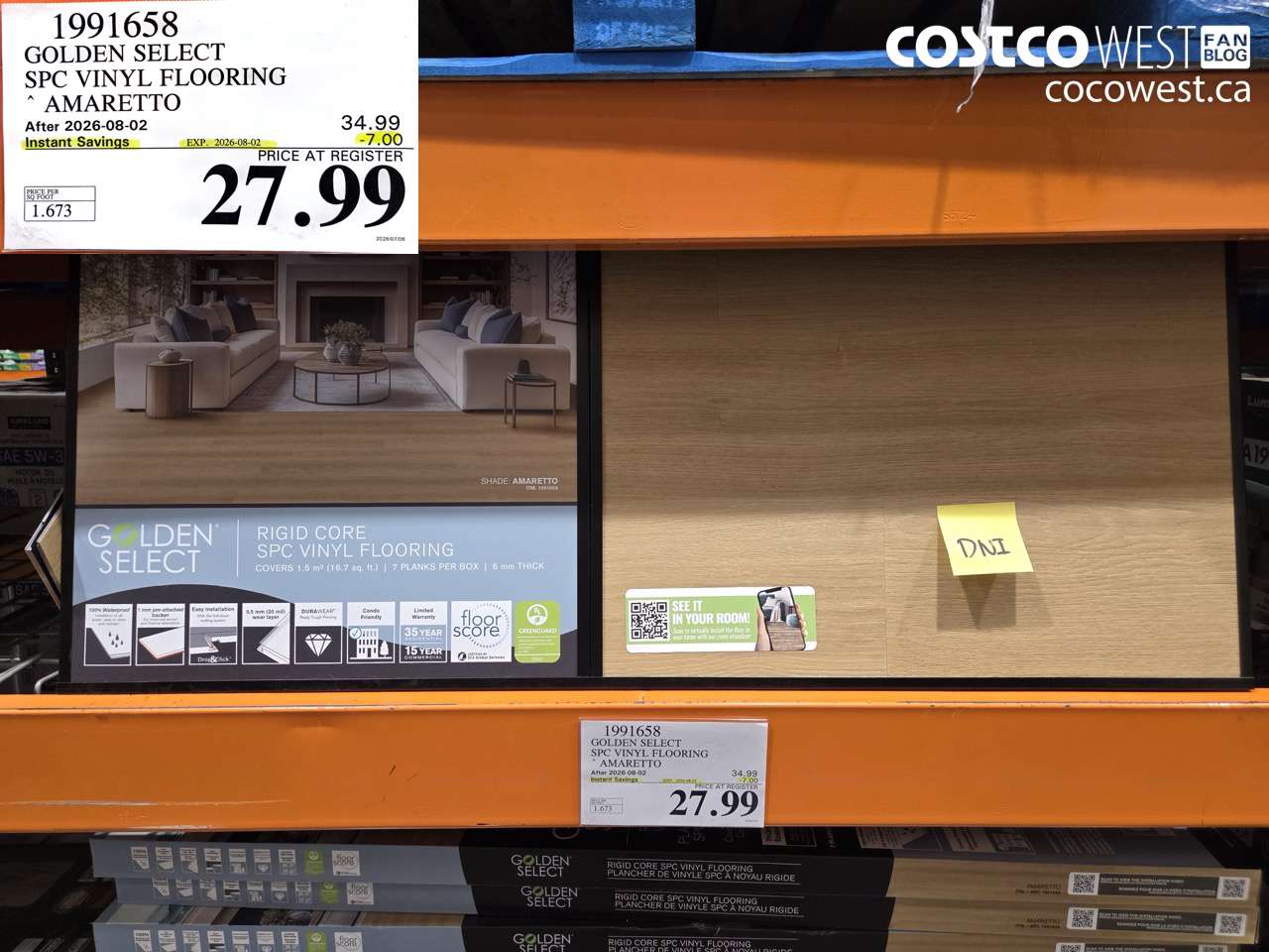 1991658 GOLDEN SELECT SPC VINYL FLOORING AMARETTO ($7.00 INSTANT SAVINGS EXPIRES ON 2026-08-02) $27.99