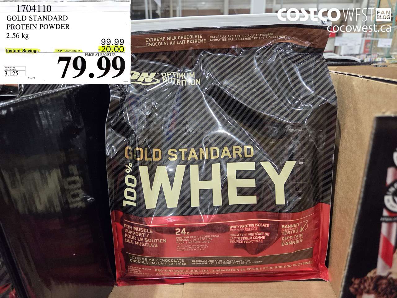 1704110 GOLD STANDARD PROTEIN POWDER 2.56 KG ($20.00 INSTANT SAVINGS EXPIRES ON 2026-08-02) $79.99