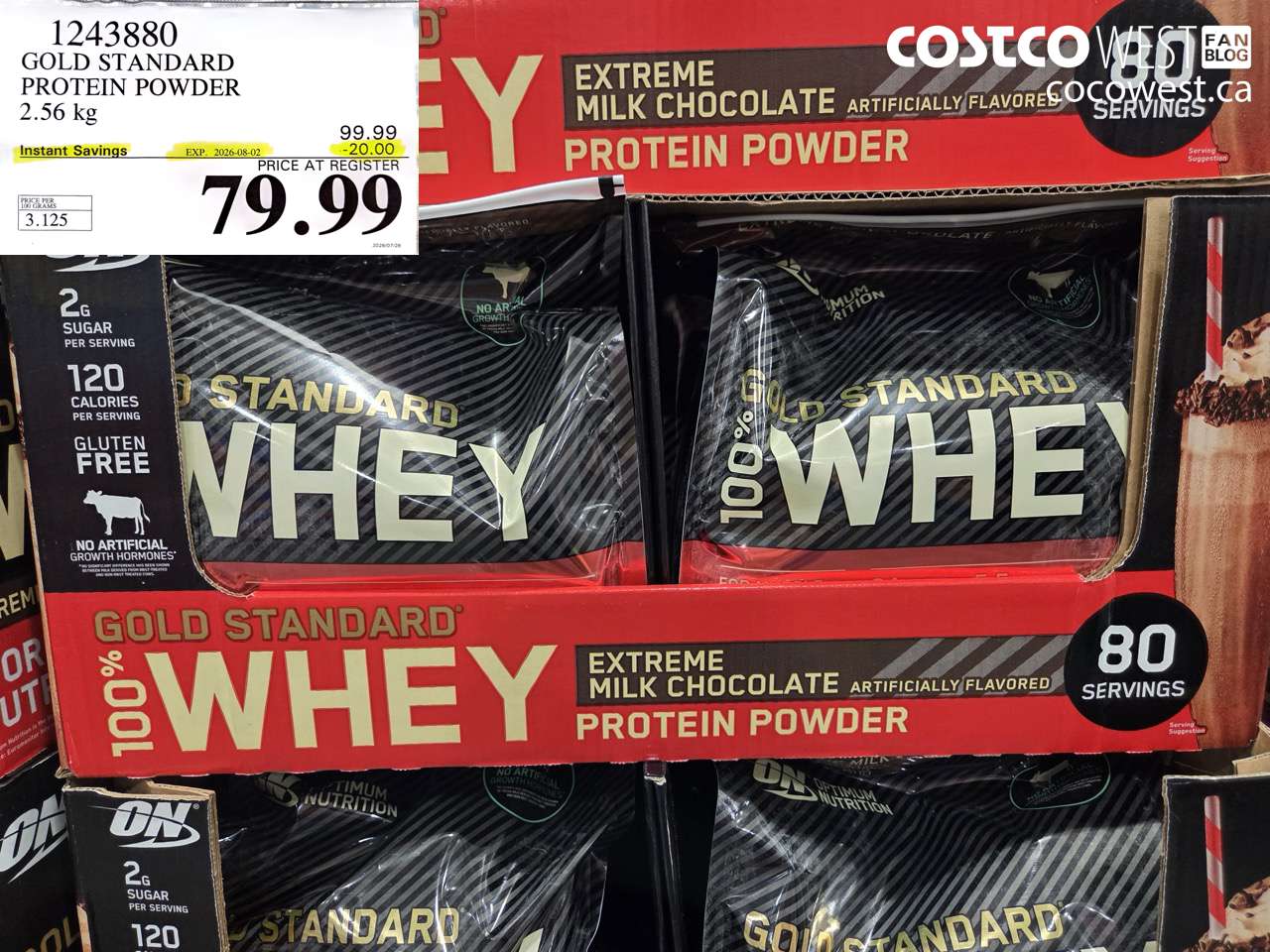 1243880 GOLD STANDARD PROTEIN POWDER 2.56 KG ($20.00 INSTANT SAVINGS EXPIRES ON 2026-08-02) $79.99