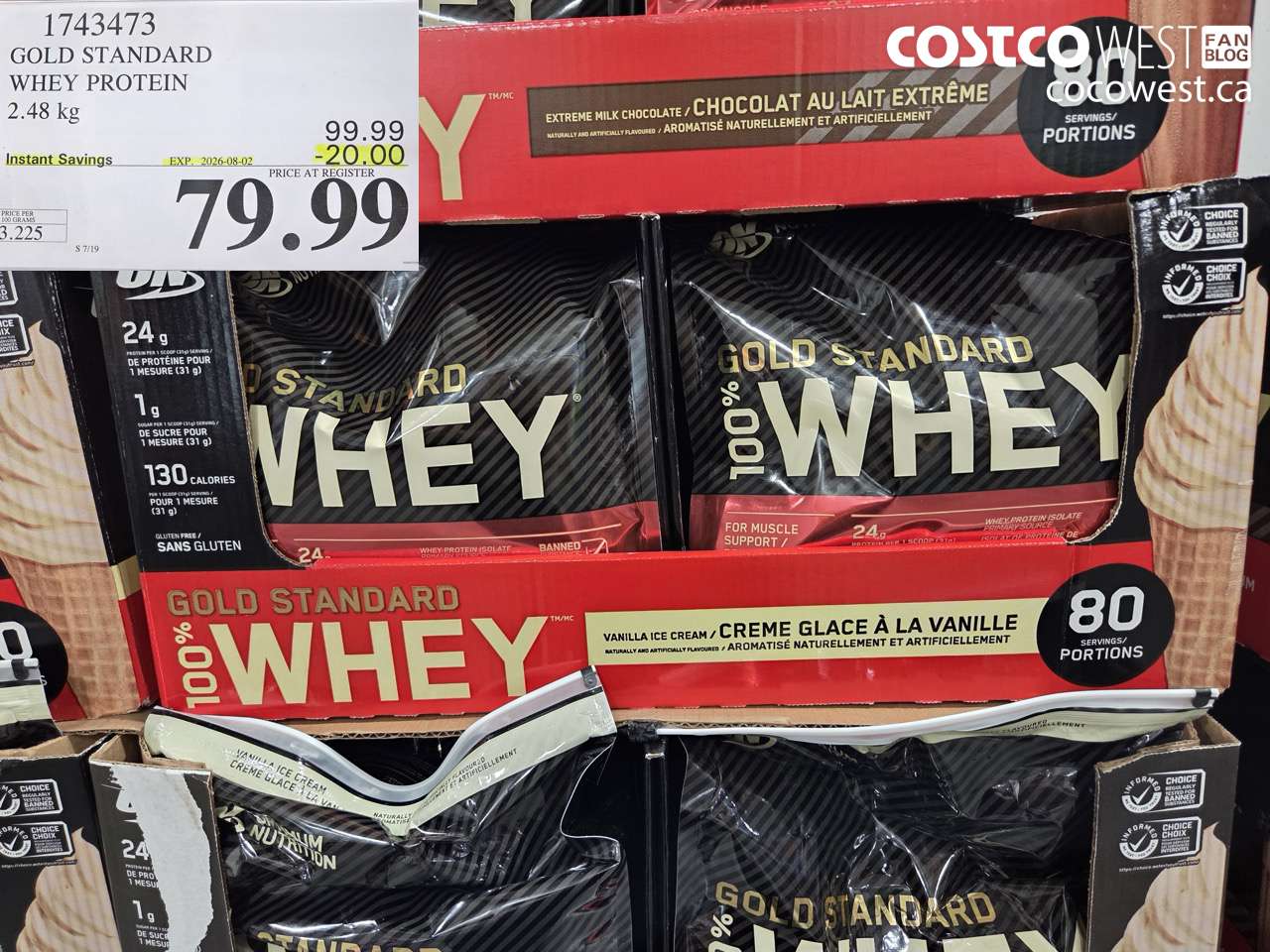 1743473 GOLD STANDARD WHEY PROTEIN 2.48 KG ($20.00 INSTANT SAVINGS EXPIRES ON 2026-08-02) $79.99