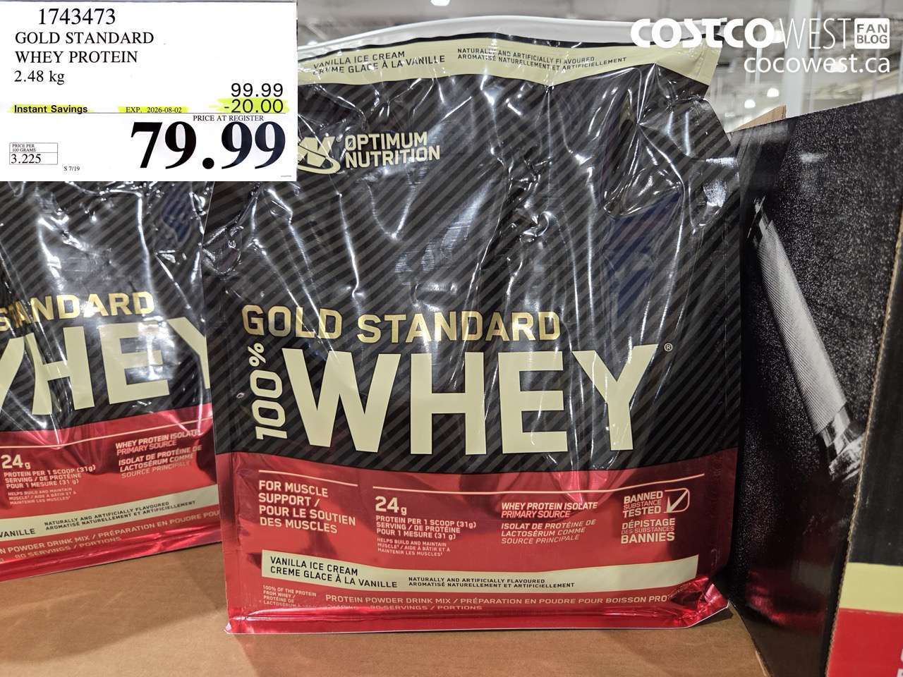 1743473 GOLD STANDARD WHEY PROTEIN 2.48 KG ($20.00 INSTANT SAVINGS EXPIRES ON 2026-08-02) $79.99