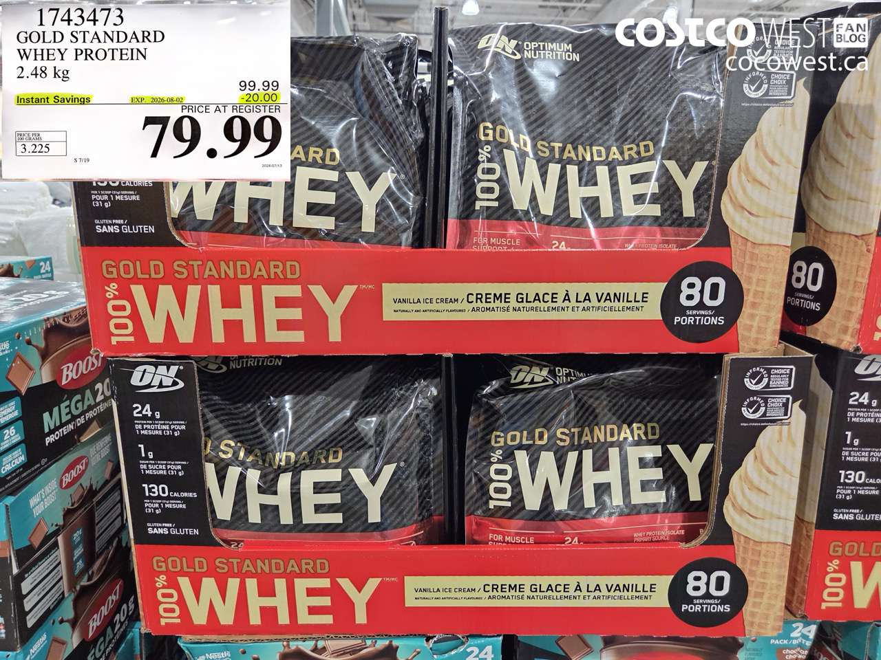 1743473 GOLD STANDARD WHEY PROTEIN 2.48 KG ($20.00 INSTANT SAVINGS EXPIRES ON 2026-08-02) $79.99