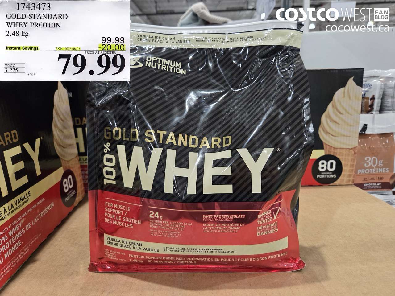 1743473 GOLD STANDARD WHEY PROTEIN 2.48 KG ($20.00 INSTANT SAVINGS EXPIRES ON 2026-08-02) $79.99