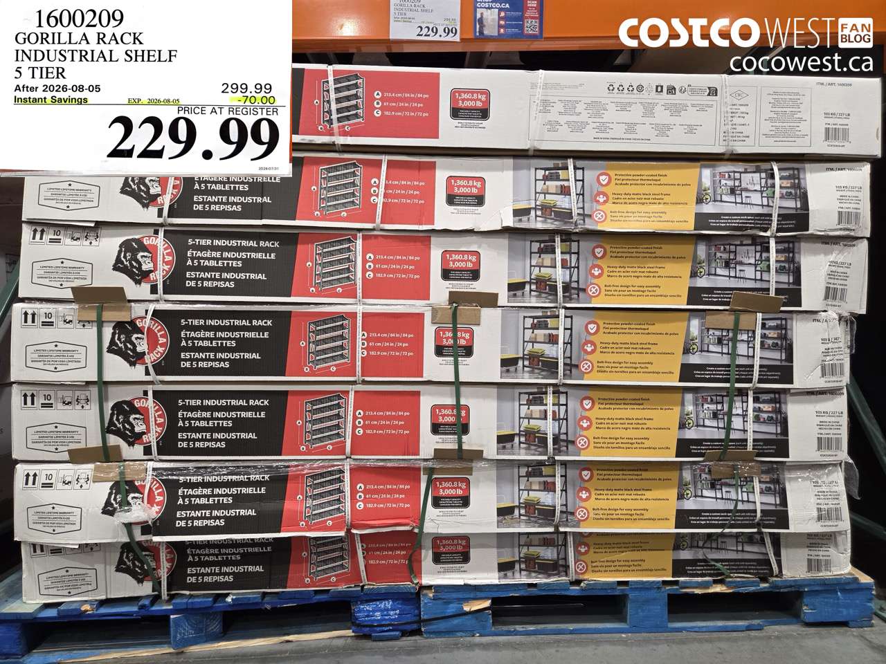 1600209 GORILLA RACK INDUSTRIAL SHELF 5 TIER ($70.00 INSTANT SAVINGS EXPIRES ON 2026-08-05) $229.99