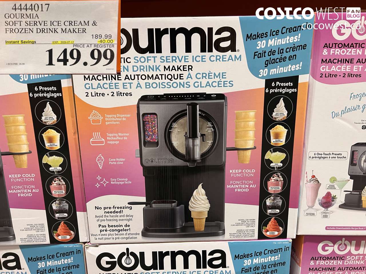 4444017 GOURMIA SOFT SERVE ICE CREAM & FROZEN DRINK MAKER ($40.00 INSTANT SAVINGS EXPIRES ON 2026-07-12) $149.99