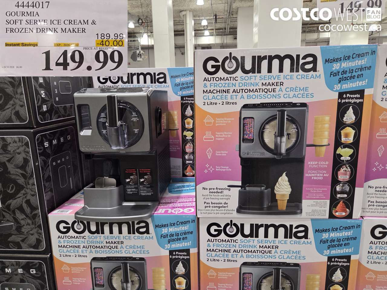 4444017 GOURMIA SOFT SERVE ICE CREAM & FROZEN DRINK MAKER ($40.00 INSTANT SAVINGS EXPIRES ON 2026-07-12) $149.99