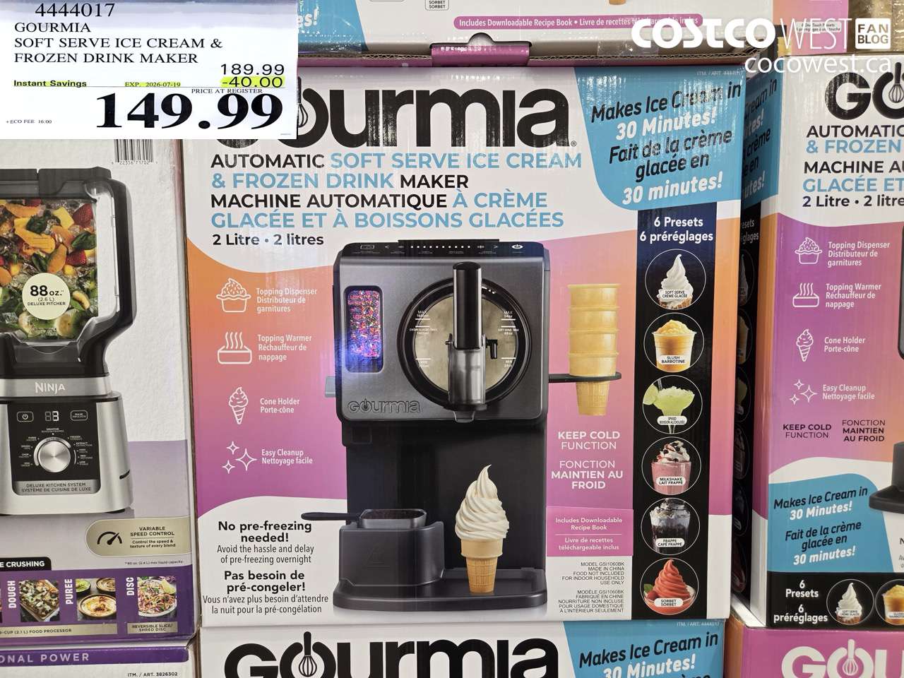 4444017 GOURMIA SOFT SERVE ICE CREAM & FROZEN DRINK MAKER ($40.00 INSTANT SAVINGS EXPIRES ON 2026-07-19) $149.99