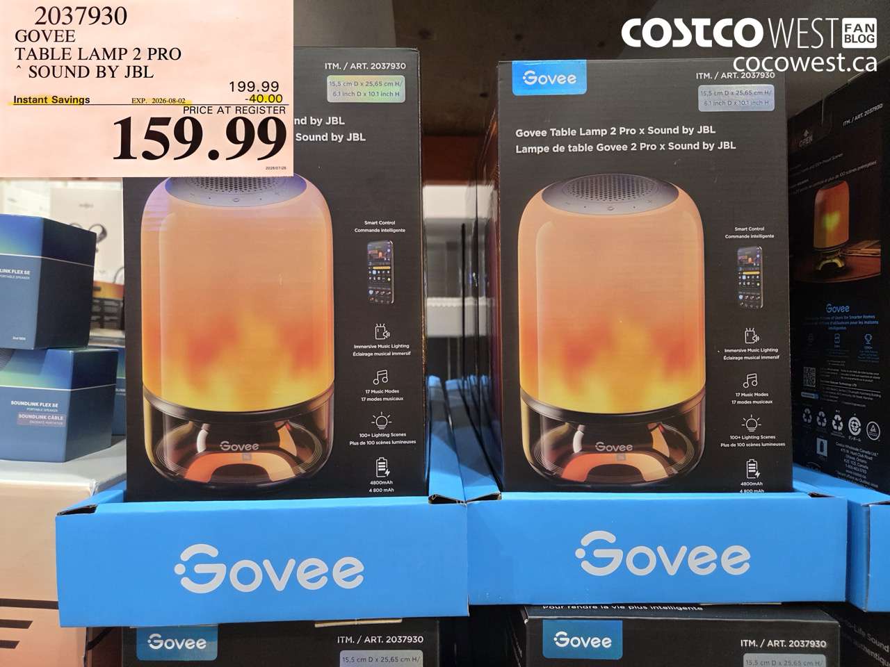 2037930 GOVEE TABLE LAMP 2 PRO SOUND BY JBL ($40.00 INSTANT SAVINGS EXPIRES ON 2026-08-02) $159.99