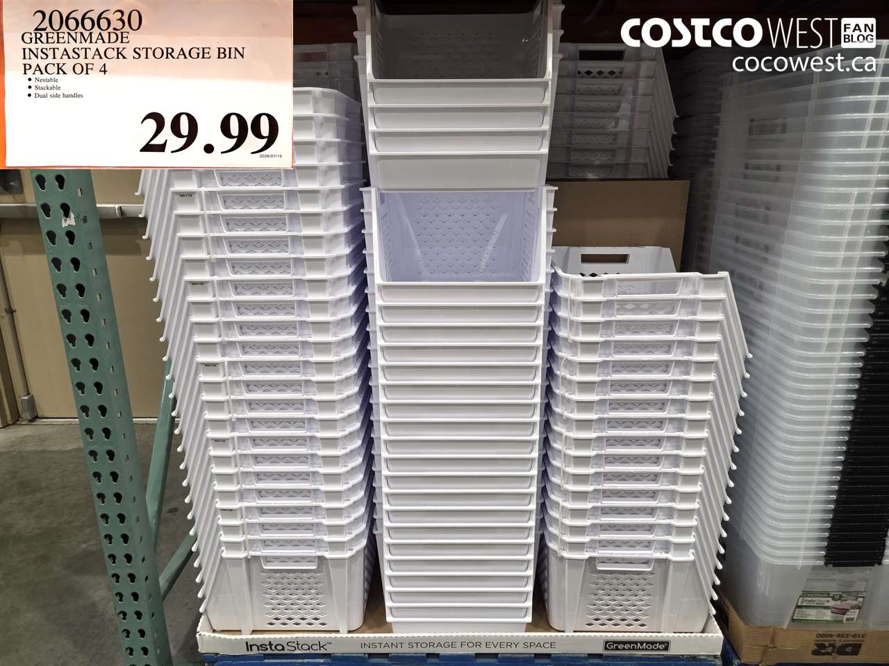 2066630 GREENMADE INSTASTACK STORAGE BIN PACK OF 4 $29.99