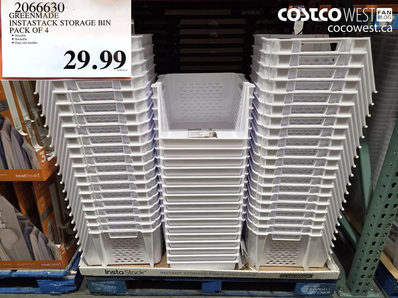 2066630 GREENMADE INSTASTACK STORAGE BIN PACK OF 4 $29.99