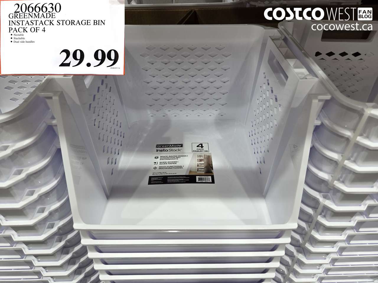 2066630 GREENMADE INSTASTACK STORAGE BIN PACK OF 4 $29.99