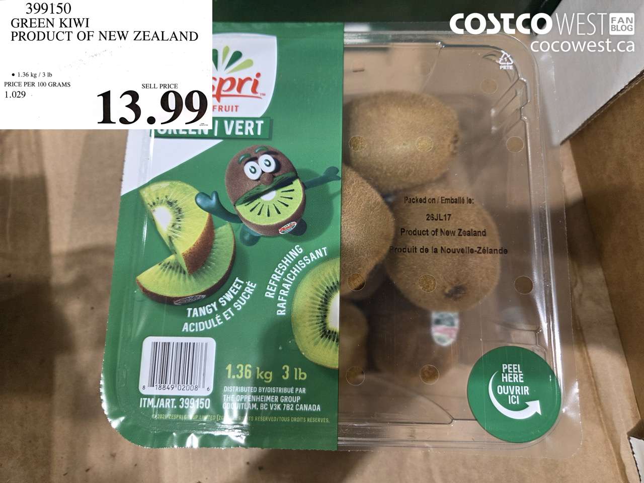 399150 GREEN KIWI PRODUCT OF NEW ZEALAND $13.99