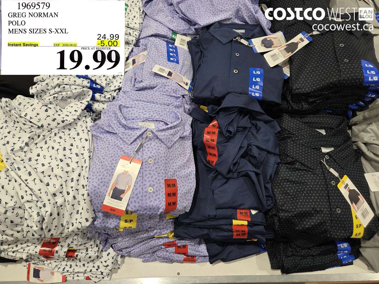 1969579 GREG NORMAN POLO MENS SIZES S-XXL ($5.00 INSTANT SAVINGS EXPIRES ON 2026-08-02) $19.99