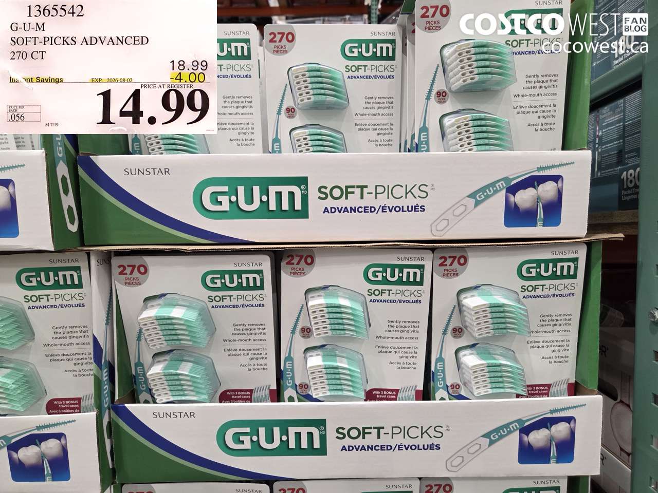 1365542 G-U-M SOFT-PICKS ADVANCED 270 CT ($4.00 INSTANT SAVINGS EXPIRES ON 2026-08-02) $14.99