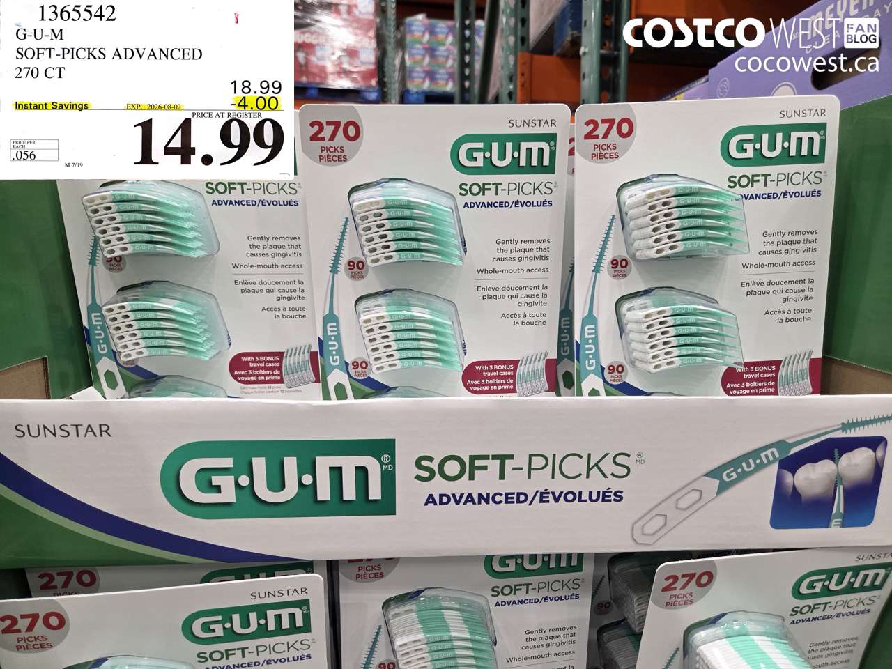 1365542 G-U-M SOFT-PICKS ADVANCED 270 CT ($4.00 INSTANT SAVINGS EXPIRES ON 2026-08-02) $14.99