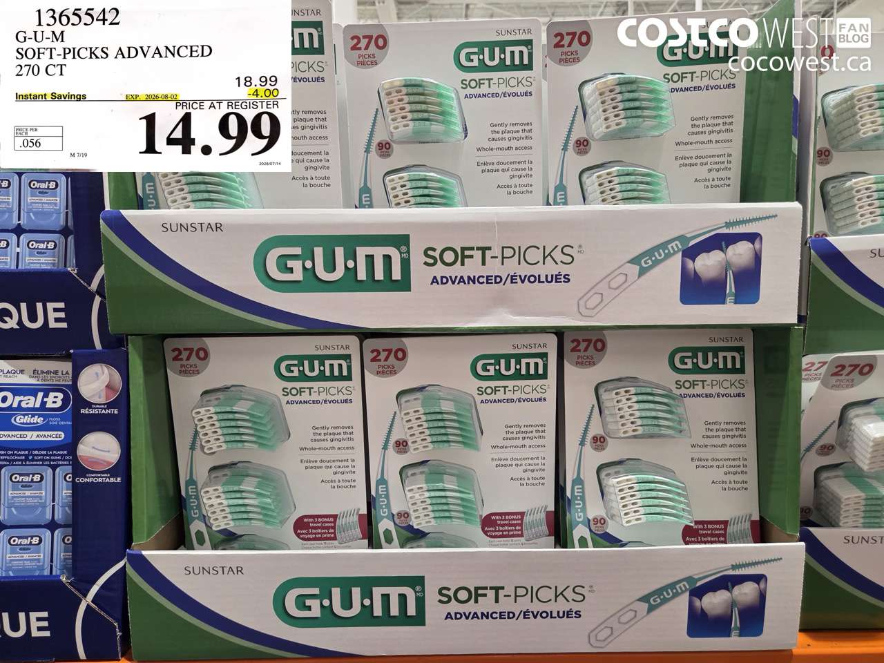 1365542 G-U-M SOFT-PICKS ADVANCED 270 CT ($4.00 INSTANT SAVINGS EXPIRES ON 2026-08-02) $14.99