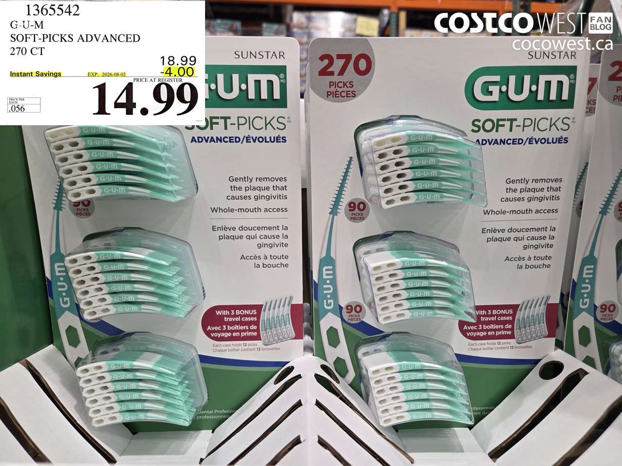 1365542 G-U-M SOFT-PICKS ADVANCED 270 CT ($4.00 INSTANT SAVINGS EXPIRES ON 2026-08-02) $14.99