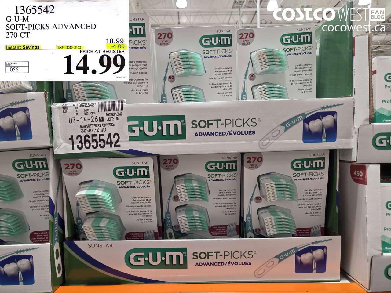 1365542 G-U-M SOFT-PICKS ADVANCED 270 CT ($4.00 INSTANT SAVINGS EXPIRES ON 2026-08-02) $14.99