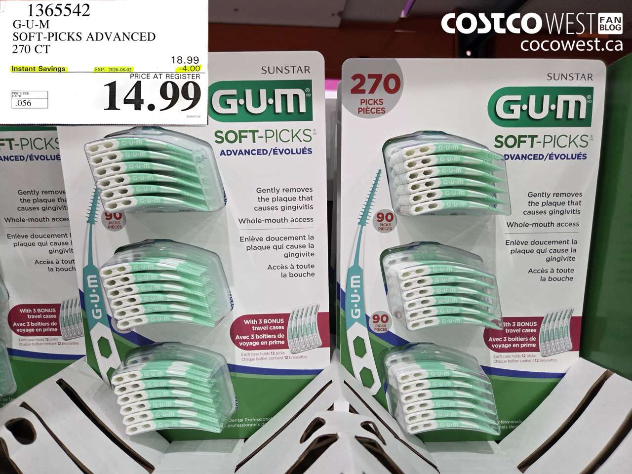 1365542 G-U-M SOFT-PICKS ADVANCED 270 CT ($4.00 INSTANT SAVINGS EXPIRES ON 2026-08-02) $14.99