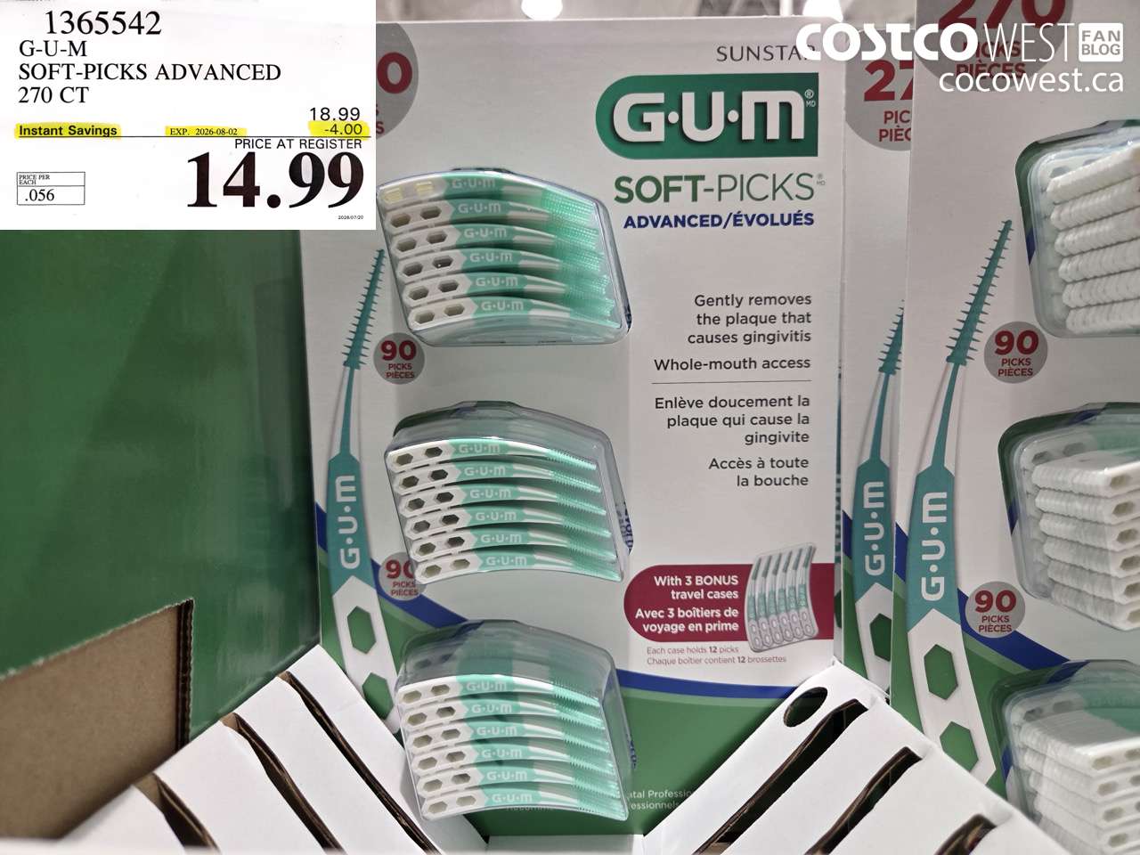 1365542 G-U-M SOFT-PICKS ADVANCED 270 CT ($4.00 INSTANT SAVINGS EXPIRES ON 2026-08-02) $14.99
