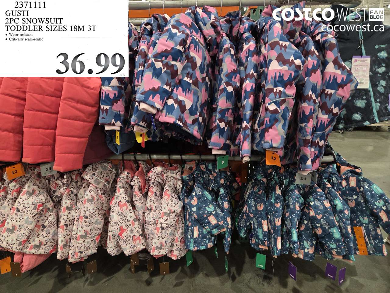 2371111 GUSTI 2PC SNOWSUIT TODDLER SIZES 18M-3T $36.99