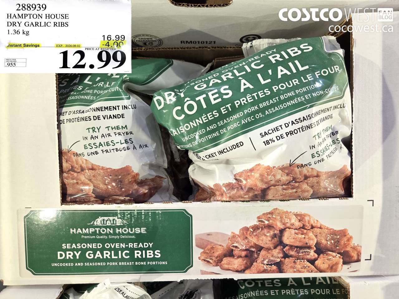 288939 HAMPTON HOUSE DRY GARLIC RIBS 1.36 KG ($4.00 INSTANT SAVINGS EXPIRES ON 2026-08-02) $12.99