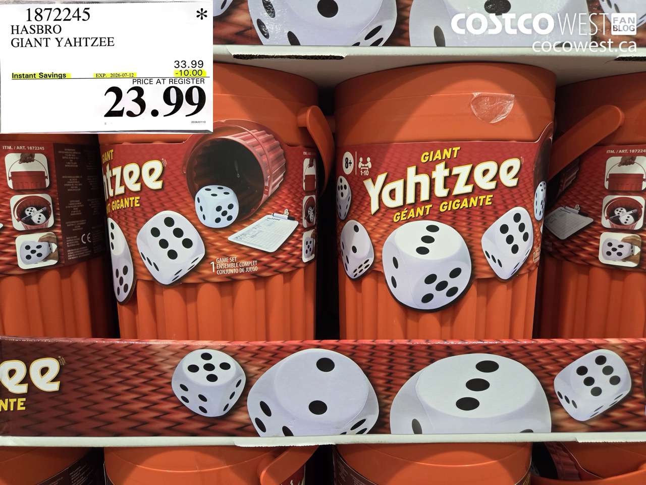 1872245 HASBRO GIANT YAHTZEE ($10.00 INSTANT SAVINGS EXPIRES ON 2026-07-12) $23.99