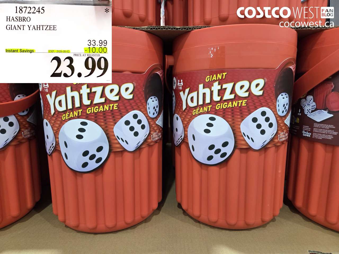 1872245 HASBRO GIANT YAHTZEE ($10.00 INSTANT SAVINGS EXPIRES ON 2026-08-02) $23.99