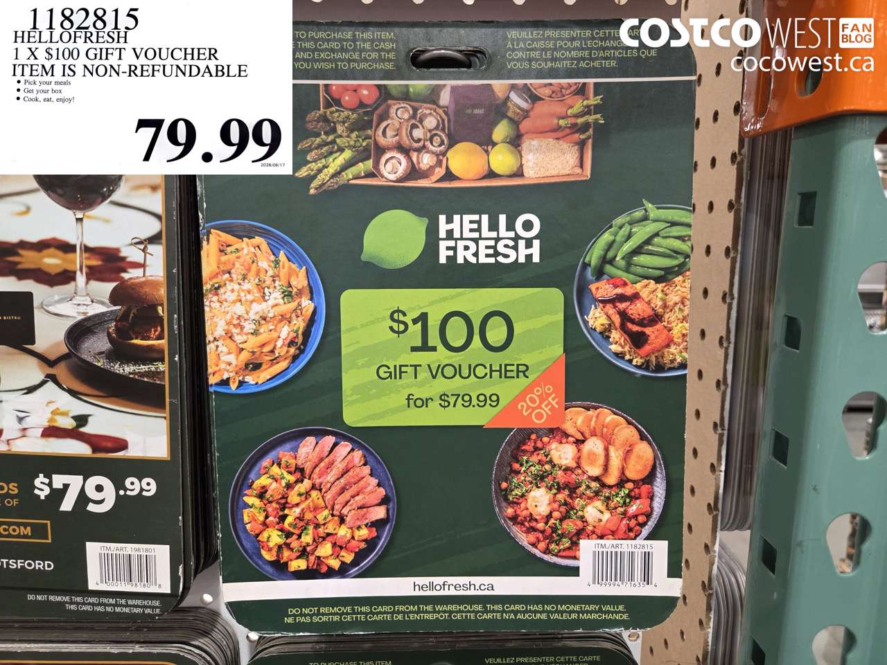 1182815 HELLOFRESH 1 X $100 GIFT VOUCHER ITEM IS NON-REFUNDABLE $79.99