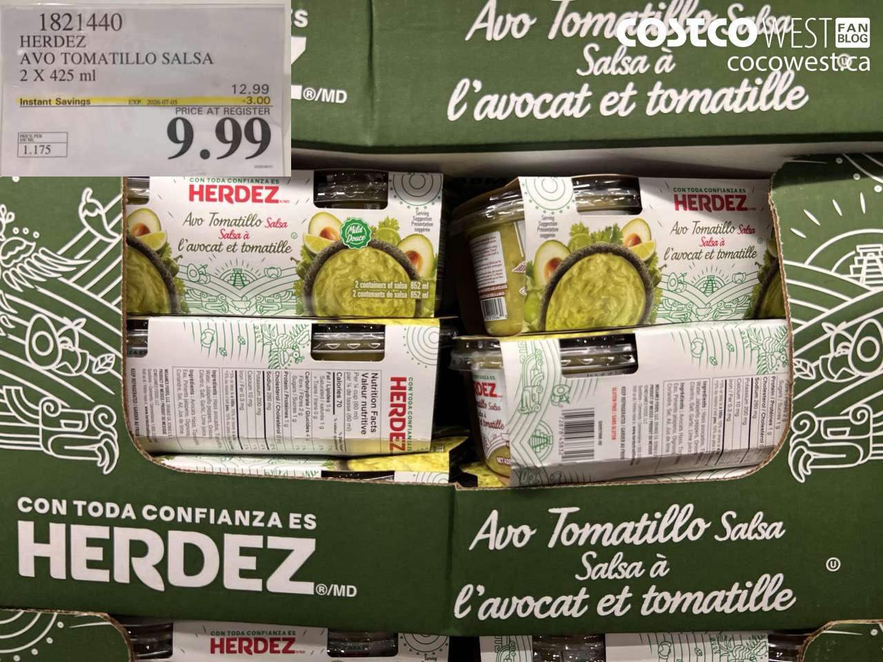 1821440 HERDEZ AVO TOMATILLO SALSA 2 X 425 ML ($3.00 INSTANT SAVINGS EXPIRES ON 2026-07-05) $9.99