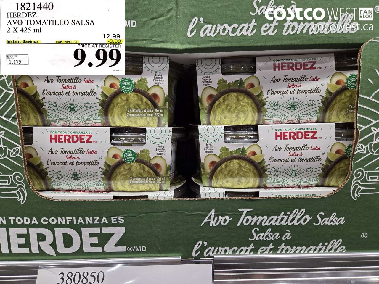 1821440 HERDEZ AVO TOMATILLO SALSA 2 X 425 ML ($3.00 INSTANT SAVINGS EXPIRES ON 2026-07-11) $9.99