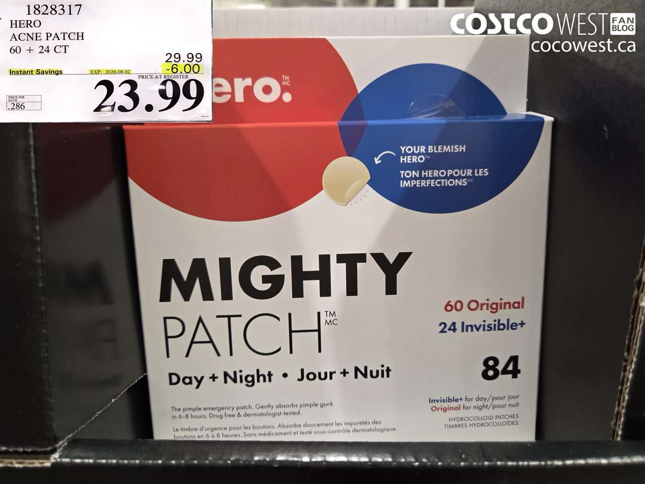1828317 HERO ACNE PATCH 60 + 24 CT ($6.00 INSTANT SAVINGS EXPIRES ON 2026-08-02) $23.99