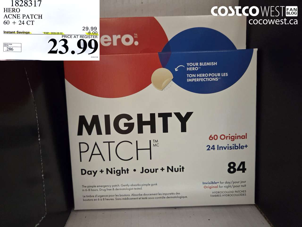1828317 HERO ACNE PATCH 60 + 24 CT ($6.00 INSTANT SAVINGS EXPIRES ON 2026-08-02) $23.99