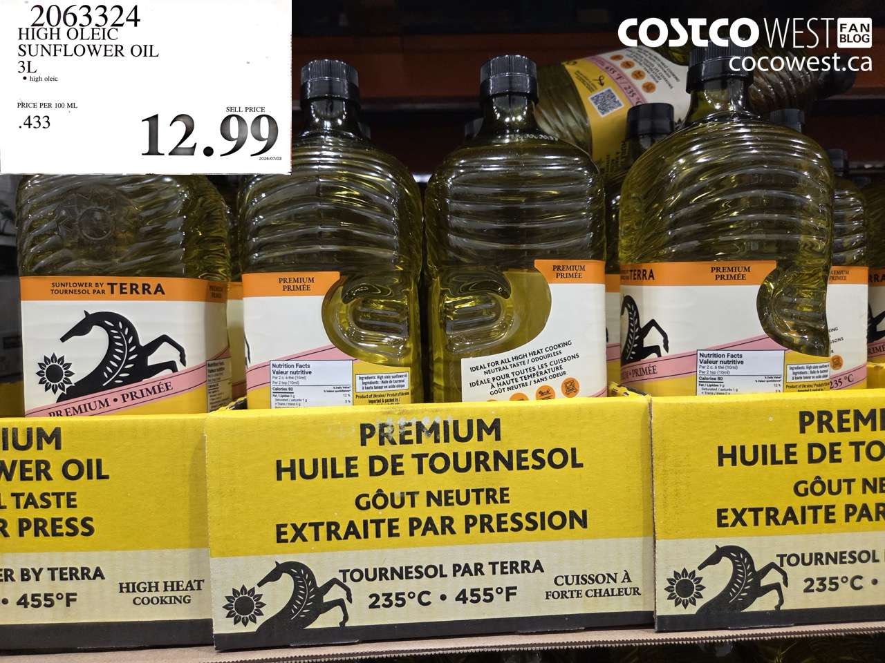 2063324 HIGH OLEIC SUNFLOWER OIL 3L $12.99