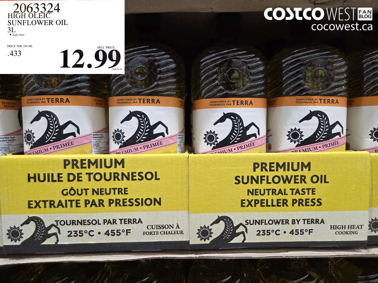 2063324 HIGH OLEIC SUNFLOWER OIL 3L $12.99
